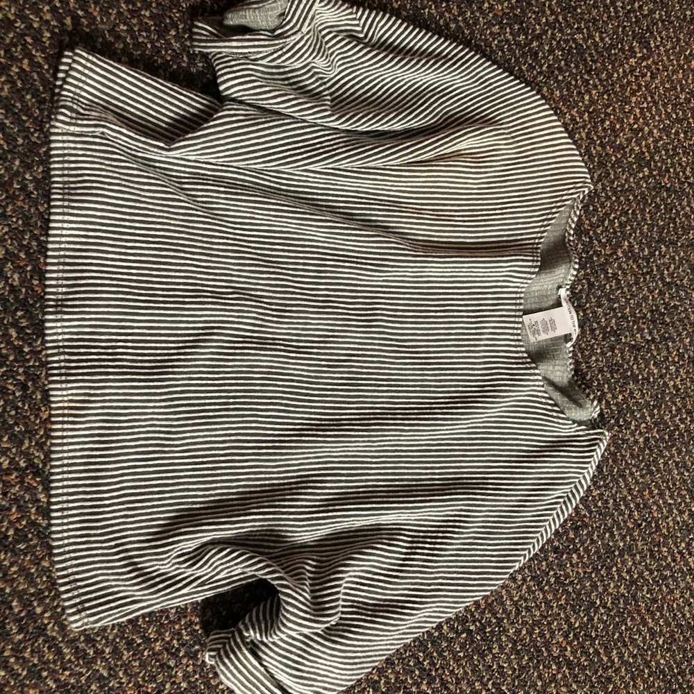 Dark green and white striped top